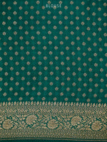 Teal Green Jaal Crepe Silk Handloom Banarasi Saree - Sacred Weaves
