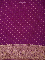 Purple Jaal Crepe Silk Handloom Banarasi Saree - Sacred Weaves