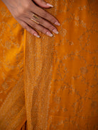 Dark Mustard Jaal Crepe Silk Handloom Banarasi Saree - Sacred Weaves