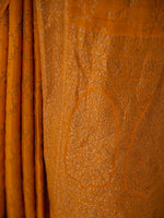 Dark Mustard Jaal Crepe Silk Handloom Banarasi Saree - Sacred Weaves