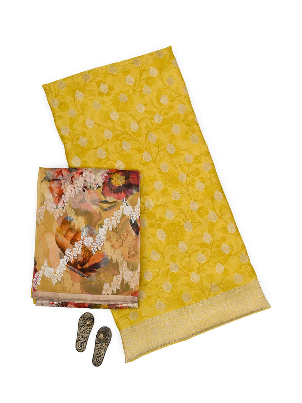 Mustard Chiniya Silk Handloom Banarasi Suit