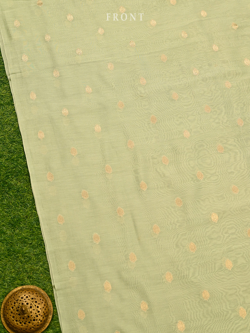 Pista Green Cotton Silk Handloom Banarasi Suit - Sacred Weaves