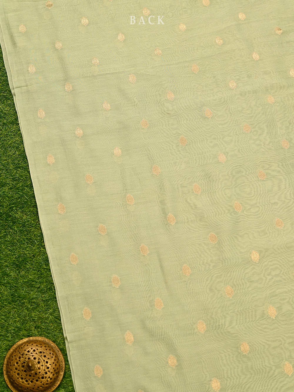 Pista Green Cotton Silk Handloom Banarasi Suit - Sacred Weaves