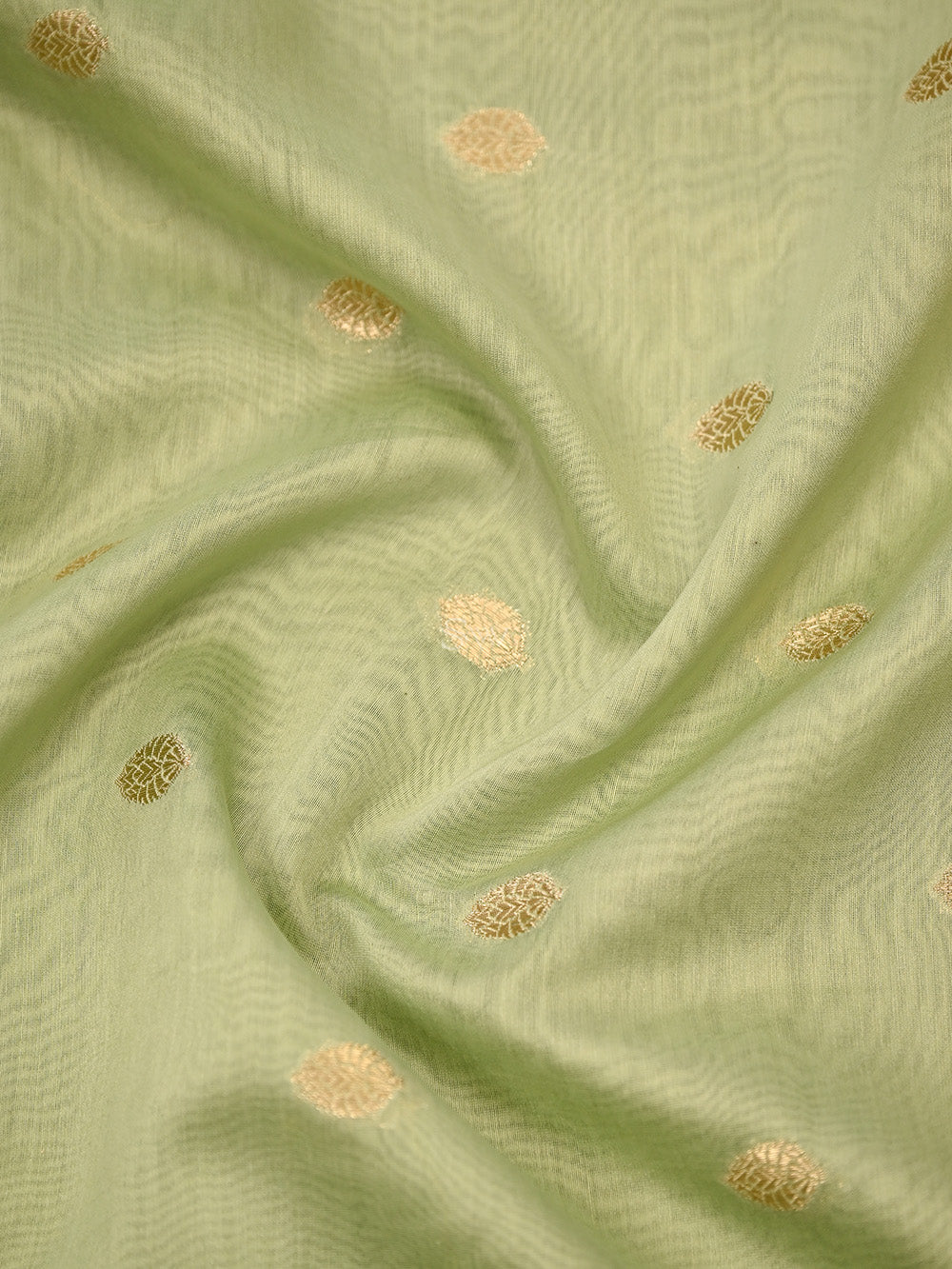 Pista Green Cotton Silk Handloom Banarasi Suit - Sacred Weaves