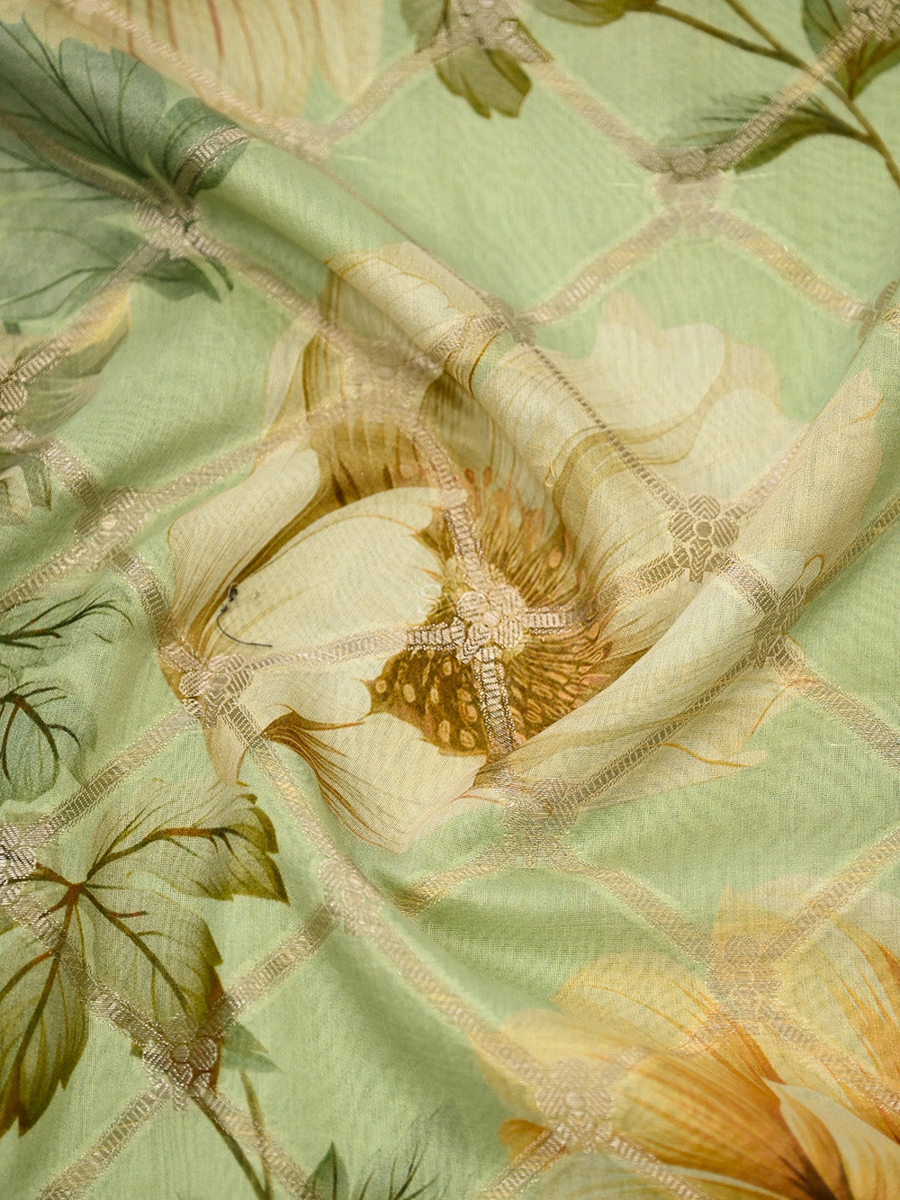 Pista Green Cotton Silk Handloom Banarasi Suit - Sacred Weaves