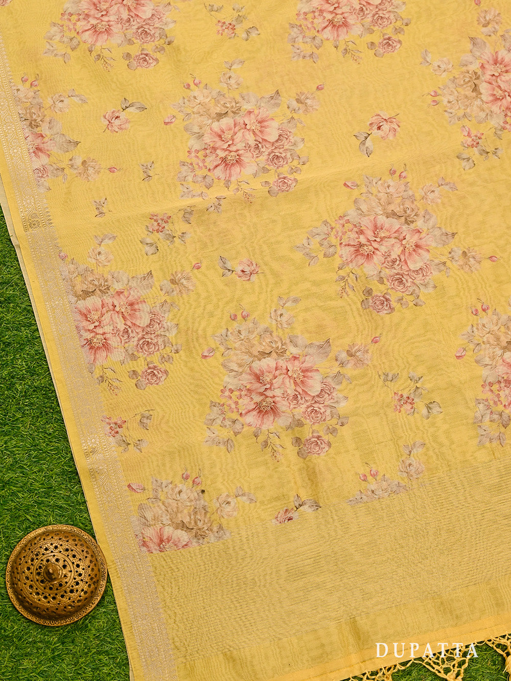 Yellow Cotton Silk Handloom Banarasi Suit