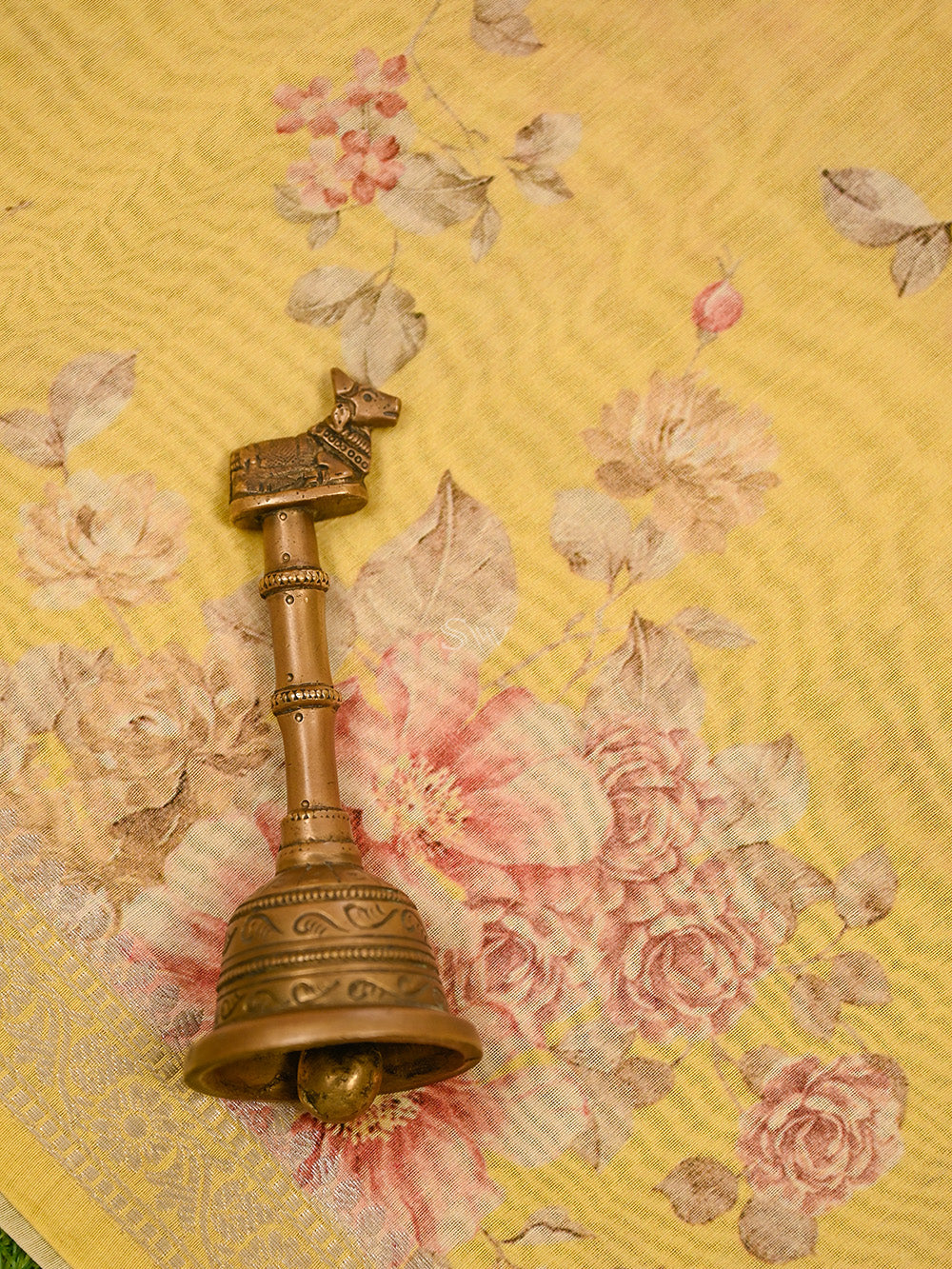 Yellow Cotton Silk Handloom Banarasi Suit