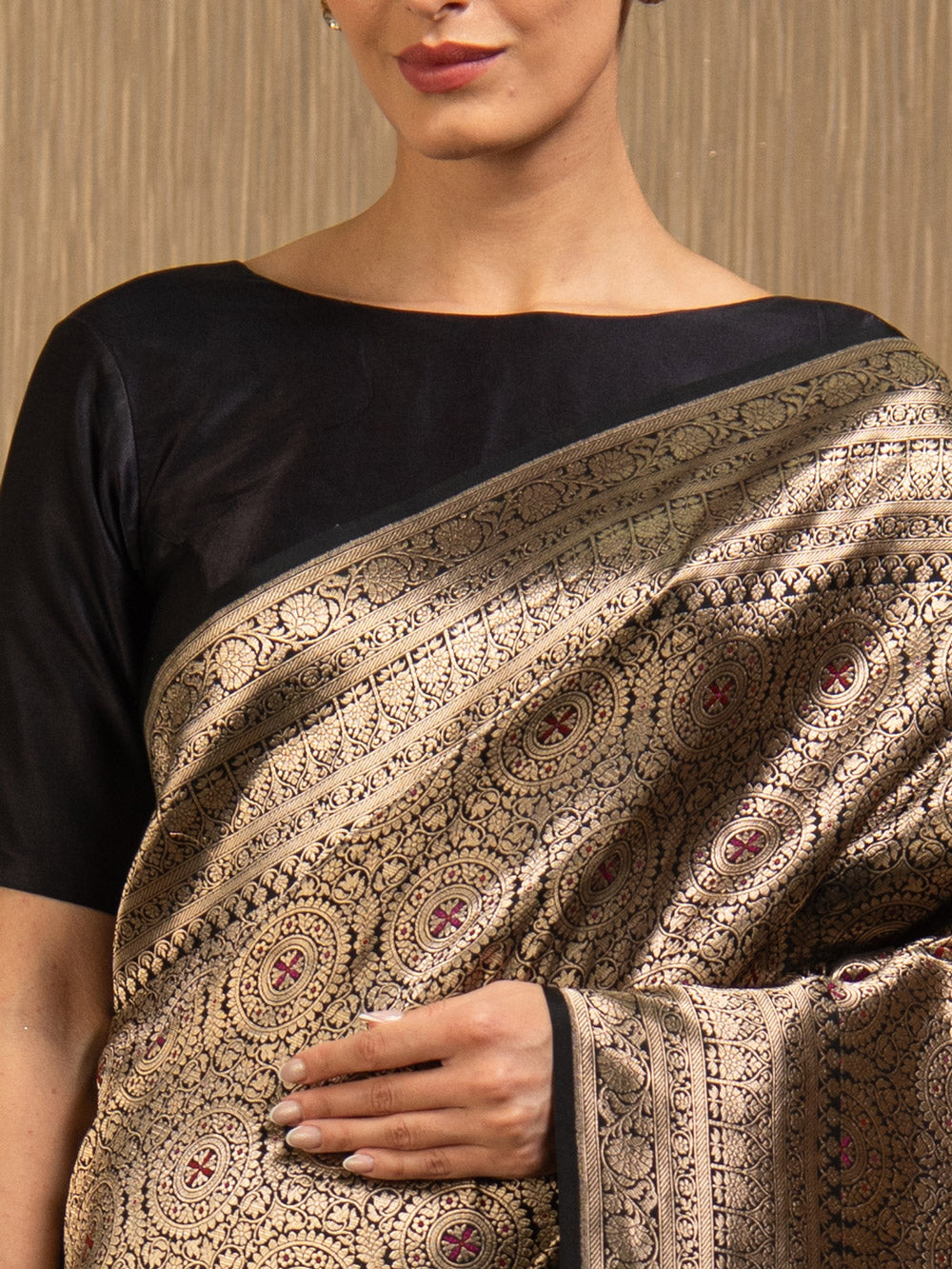 Black Meenakari Silk Brocade Handloom Banarasi Saree
