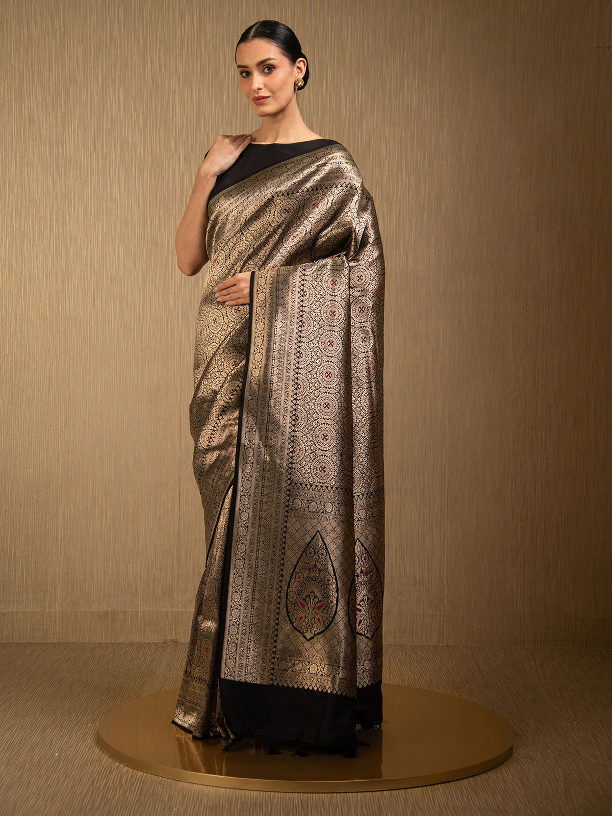 Black Meenakari Silk Brocade Handloom Banarasi Saree