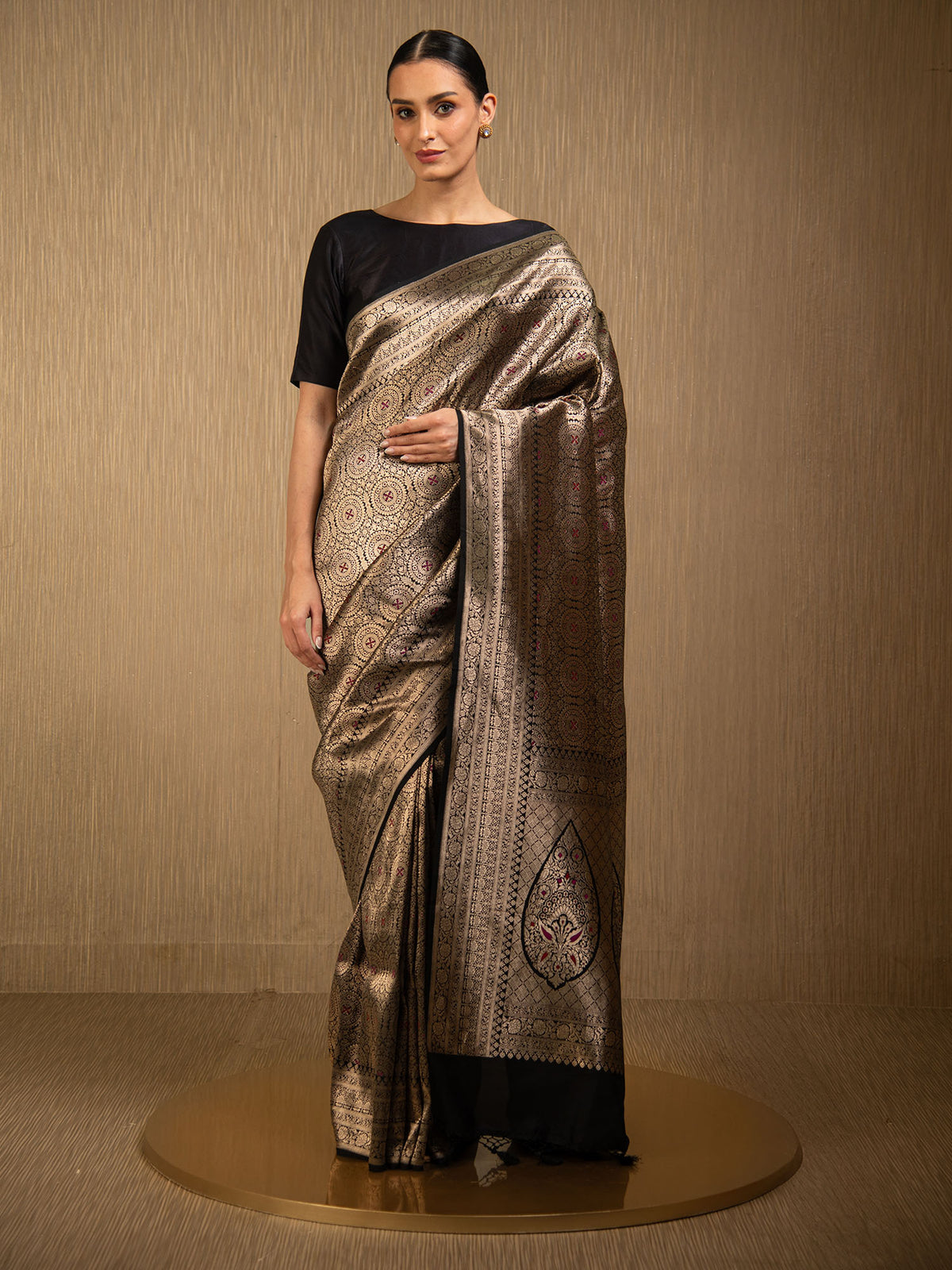 Black Meenakari Silk Brocade Handloom Banarasi Saree