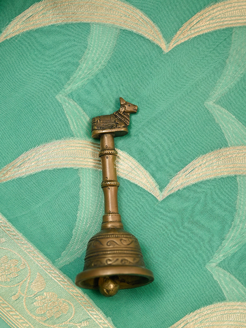 Aqua Green Stripe Organza Handloom Banarasi Saree