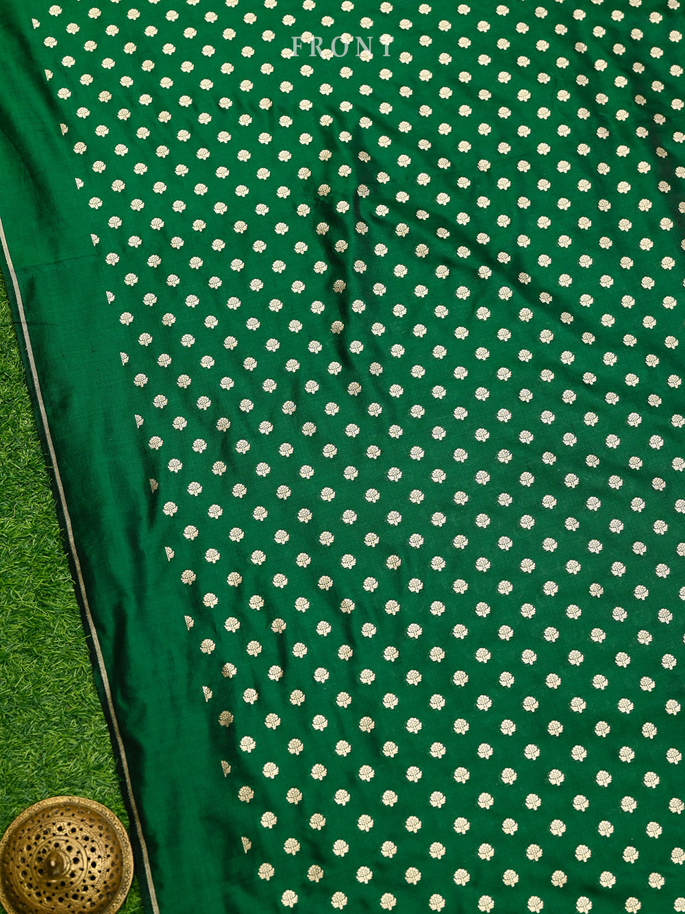 Bottle Green Katan Silk Handloom Banarasi Suit