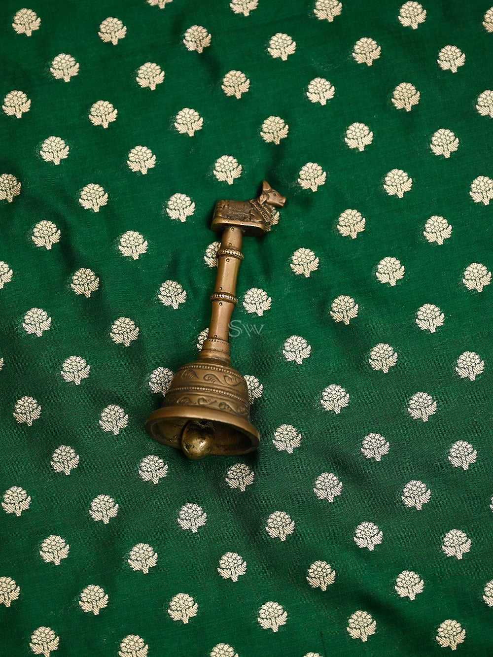 Bottle Green Katan Silk Handloom Banarasi Suit