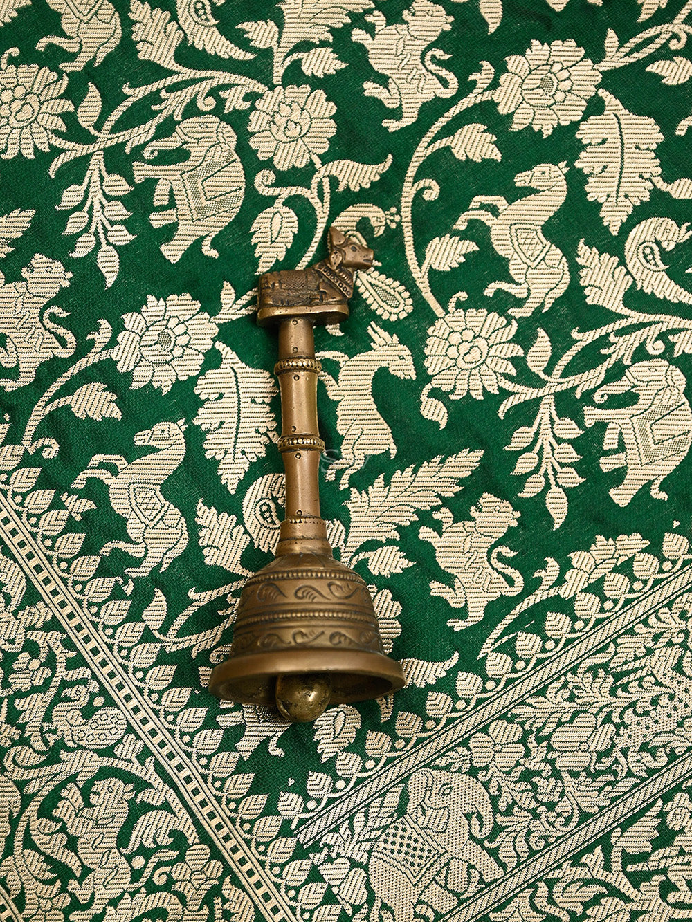 Bottle Green Katan Silk Handloom Banarasi Suit