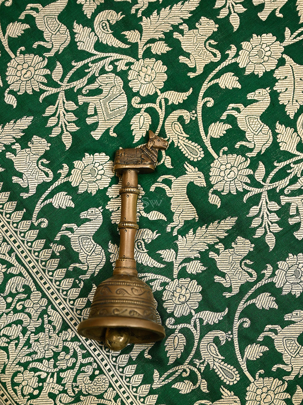 Bottle Green Katan Silk Handloom Banarasi Suit