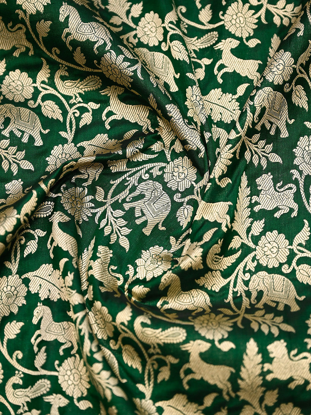 Bottle Green Katan Silk Handloom Banarasi Suit