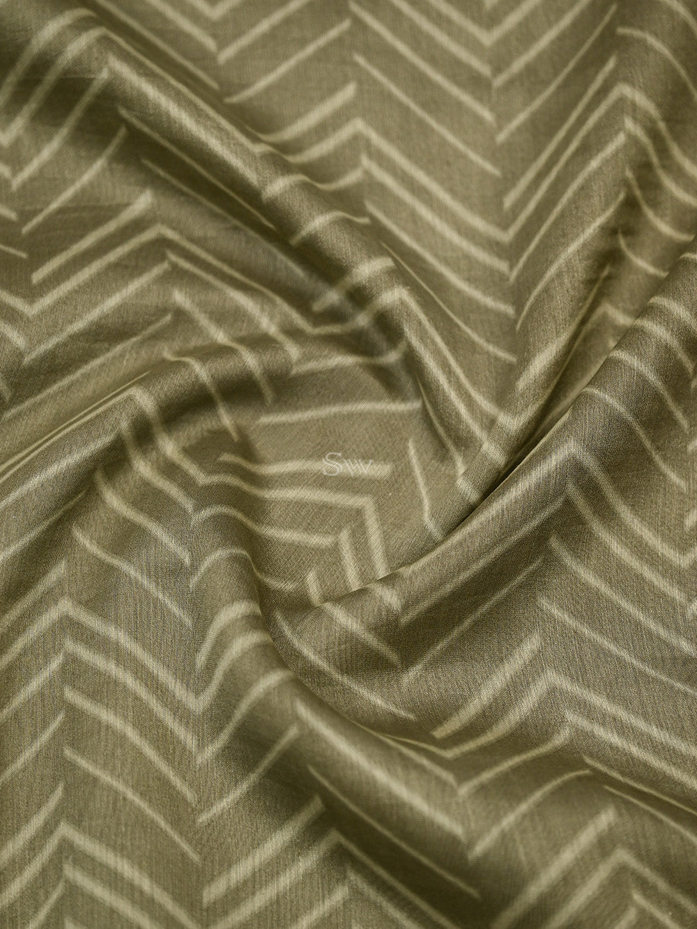 Olive Green Chanderi Silk Handloom Banarasi Suit - Sacred Weaves