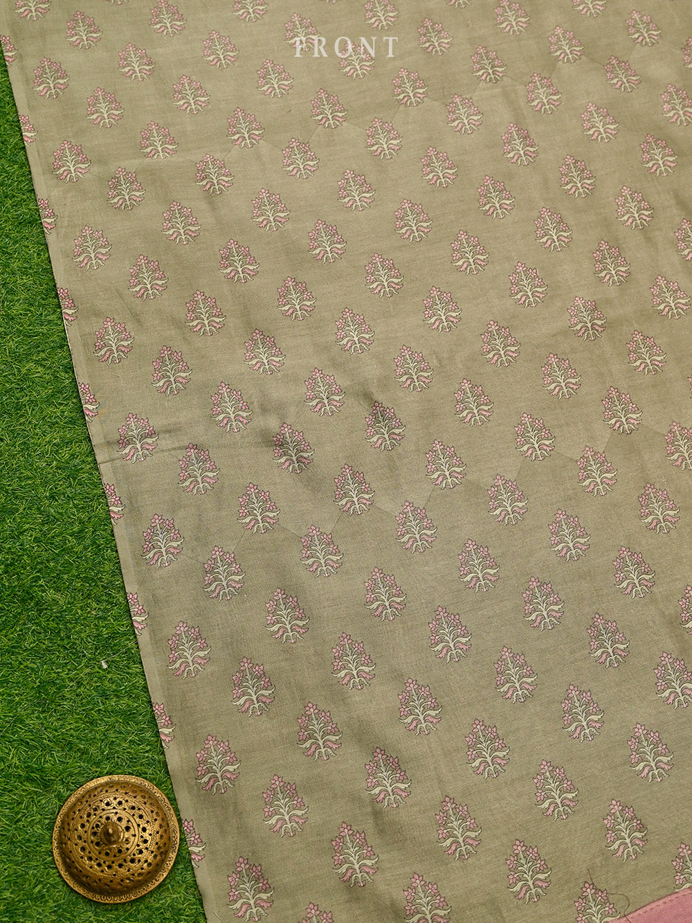 Olive Green Chanderi Silk Handloom Banarasi Suit - Sacred Weaves