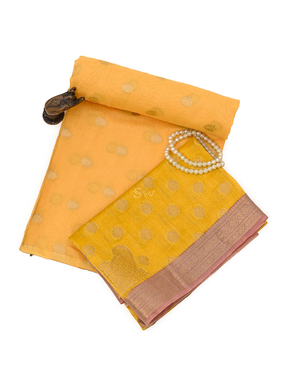 Mustard Cotton Silk Handloom Banarasi Suit - Sacred Weaves