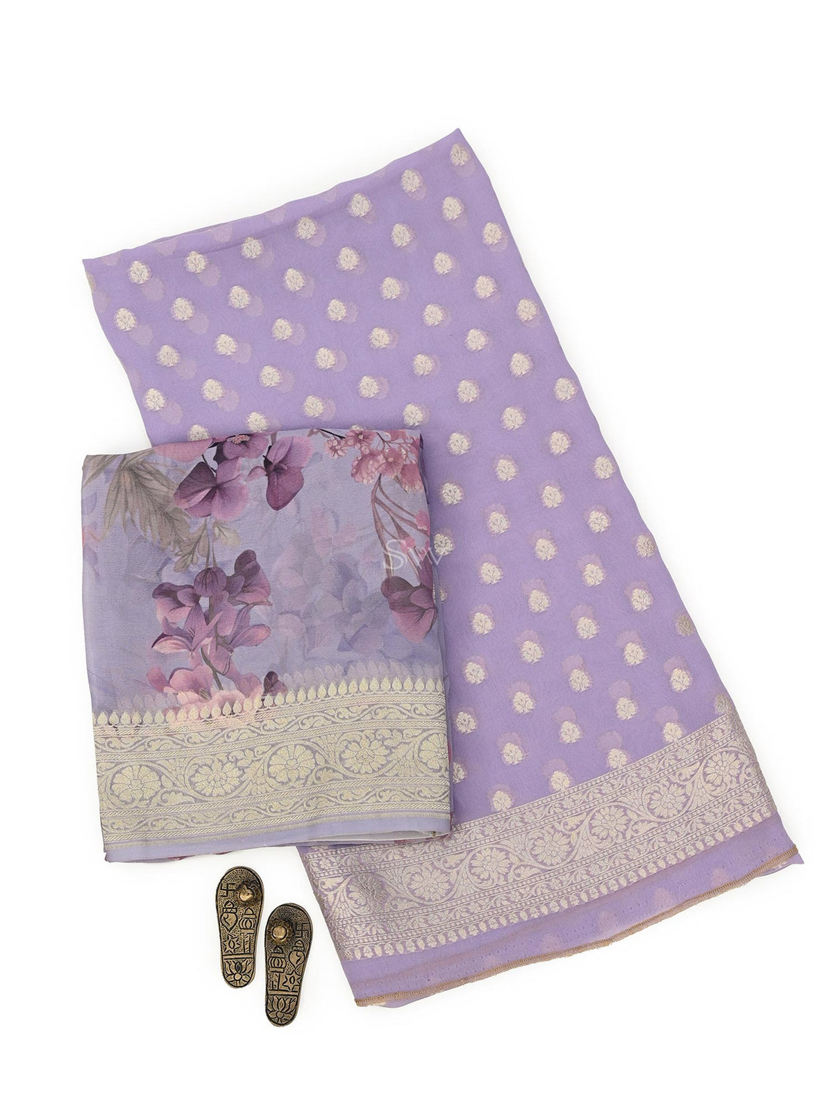 Mauve Booti Khaddi Georgette Handloom Banarasi Suit