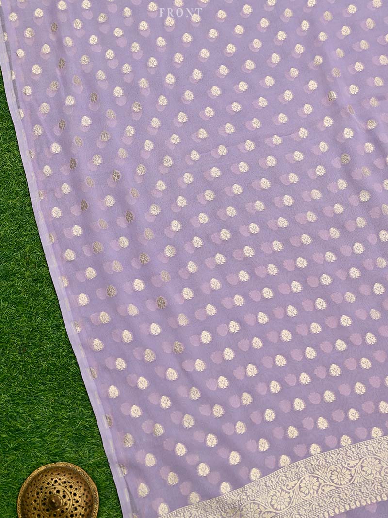 Mauve Booti Khaddi Georgette Handloom Banarasi Suit