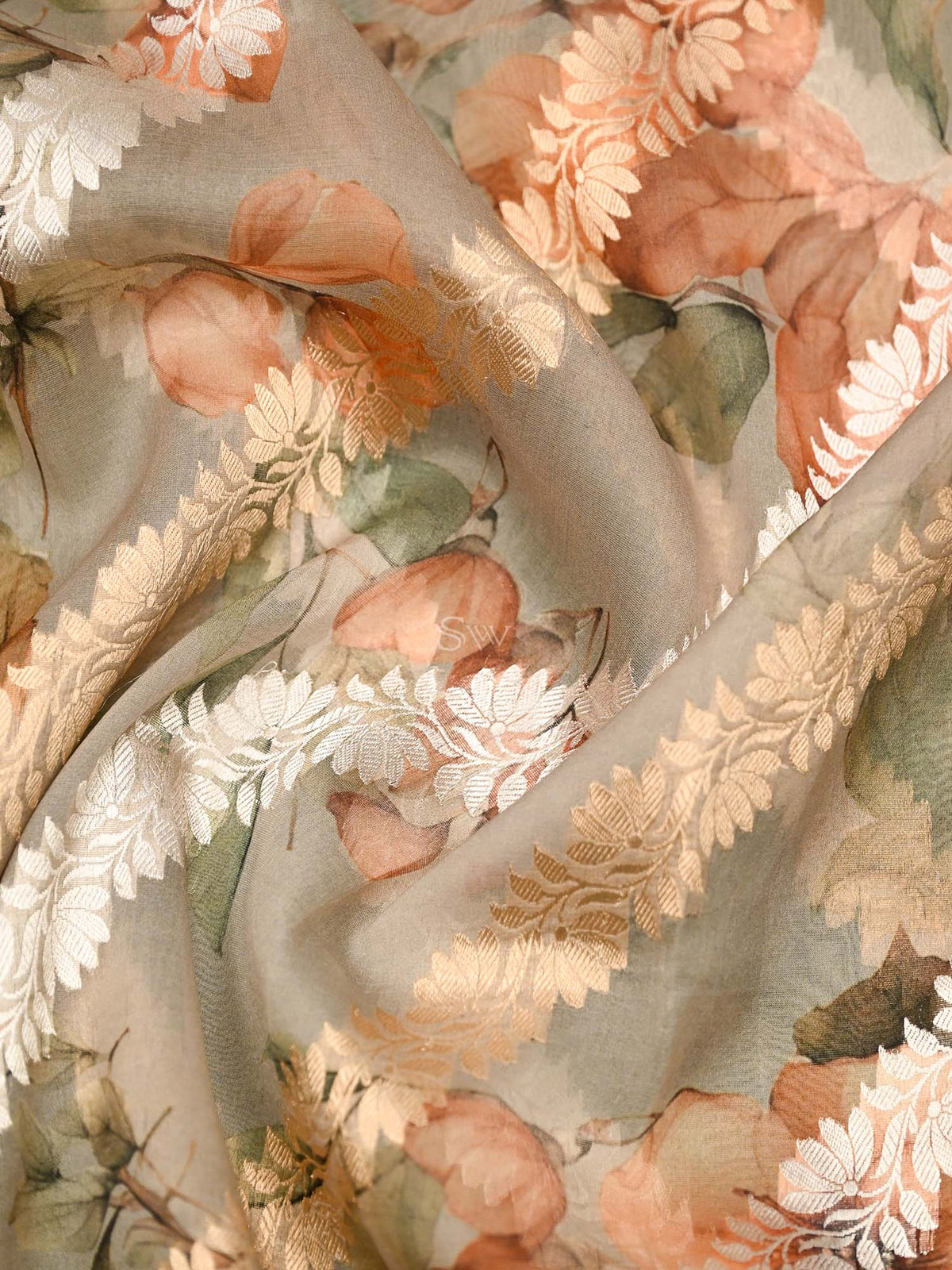 Grey Booti Cotton Silk Handloom Banarasi Suit