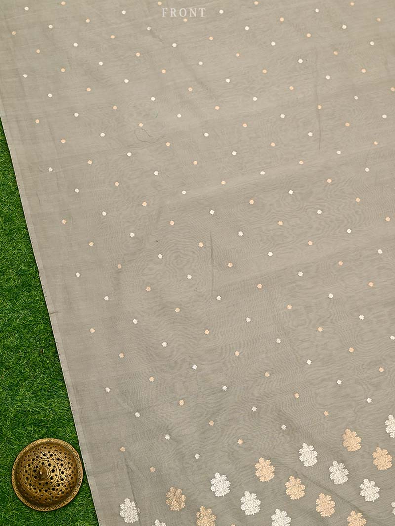 Grey Booti Cotton Silk Handloom Banarasi Suit