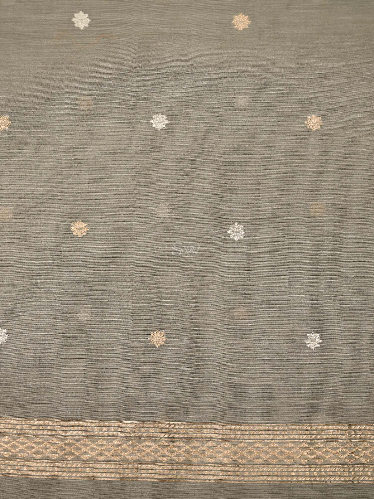 Grey Booti Cotton Silk Handloom Banarasi Suit