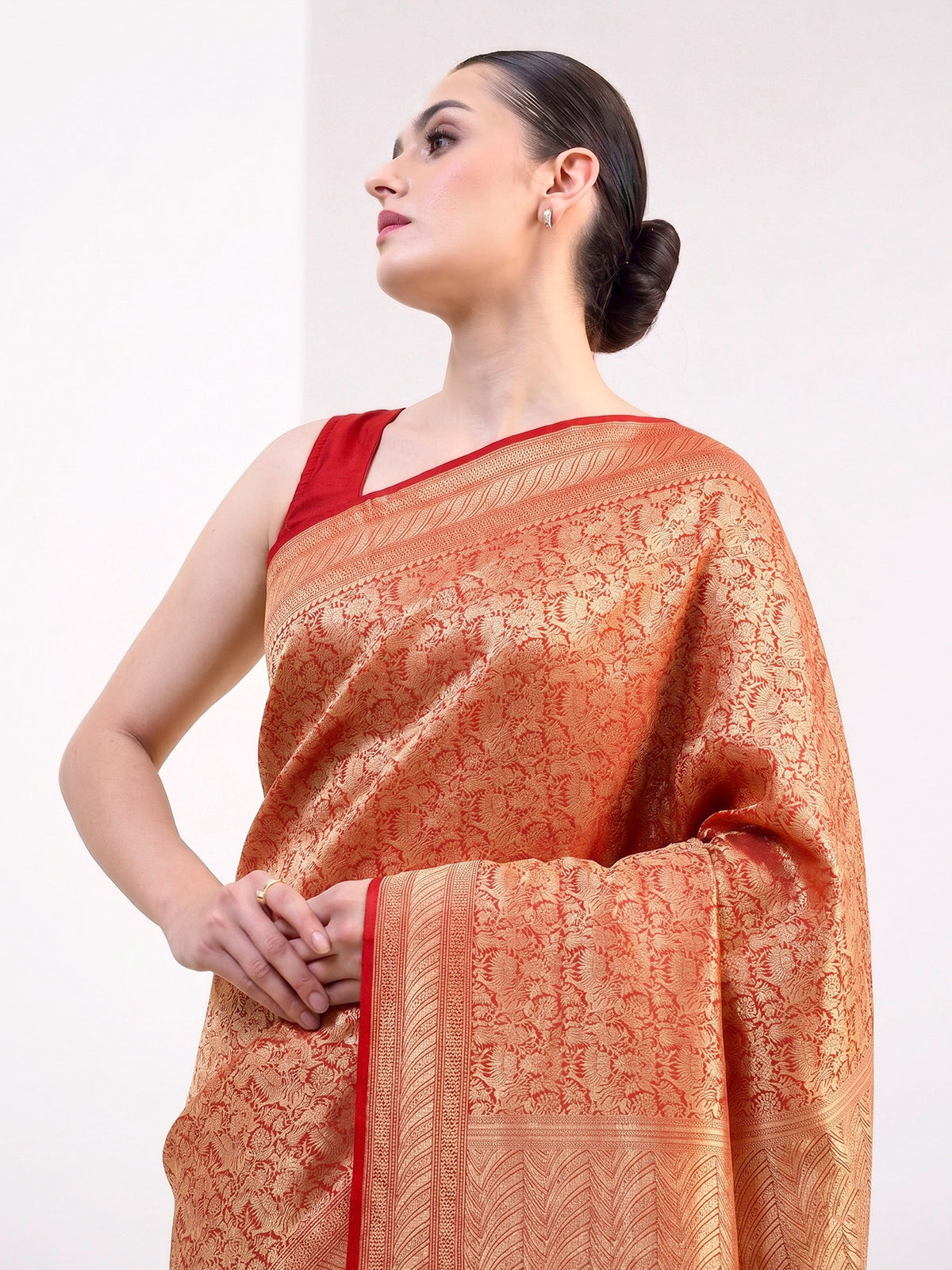 Red Silk Shikargah Brocade Handloom Banarasi Saree - Sacred Weaves
