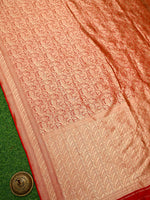 Red Silk Shikargah Brocade Handloom Banarasi Saree - Sacred Weaves