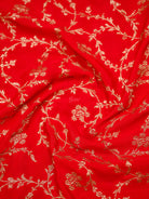 Red Jaal Crepe Silk Handloom Banarasi Saree - Sacred Weaves