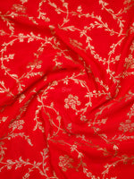 Red Jaal Crepe Silk Handloom Banarasi Saree - Sacred Weaves