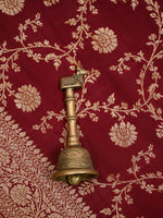 Brown Jaal Crepe Silk Handloom Banarasi Saree - Sacred Weaves