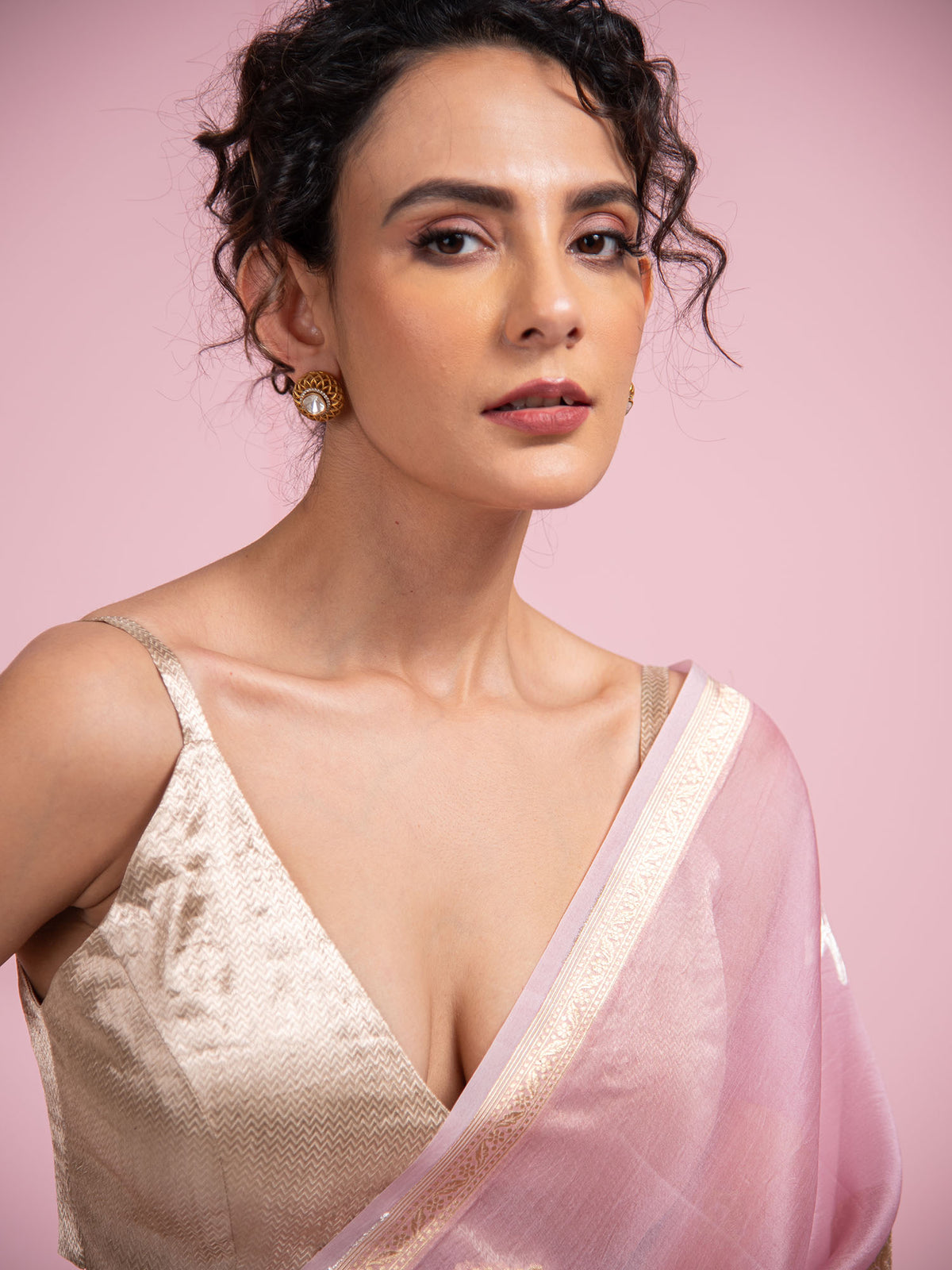 Pastel Pink Boota Organza Handloom Banarasi Saree - Sacred Weaves