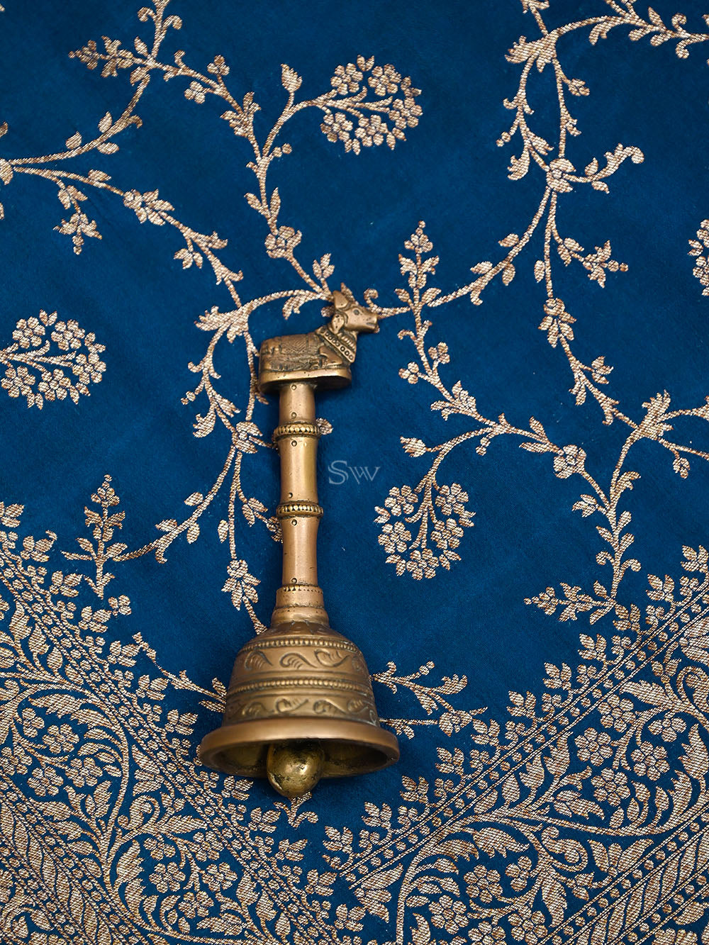 Midnight Blue Jaal Crepe Silk Handloom Banarasi Saree - Sacred Weaves