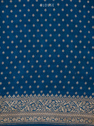 Midnight Blue Jaal Crepe Silk Handloom Banarasi Saree - Sacred Weaves