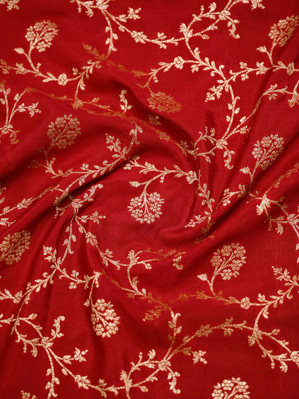 Dark Maroon Jaal Crepe Silk Handloom Banarasi Saree - Sacred Weaves