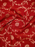 Dark Maroon Jaal Crepe Silk Handloom Banarasi Saree - Sacred Weaves