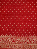 Dark Maroon Jaal Crepe Silk Handloom Banarasi Saree - Sacred Weaves