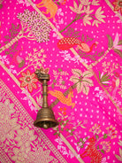 Dark Pink Meenakari Bandhani Crepe Silk Handloom Banarasi Saree - Sacred Weaves