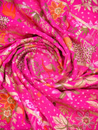 Dark Pink Meenakari Bandhani Crepe Silk Handloom Banarasi Saree - Sacred Weaves