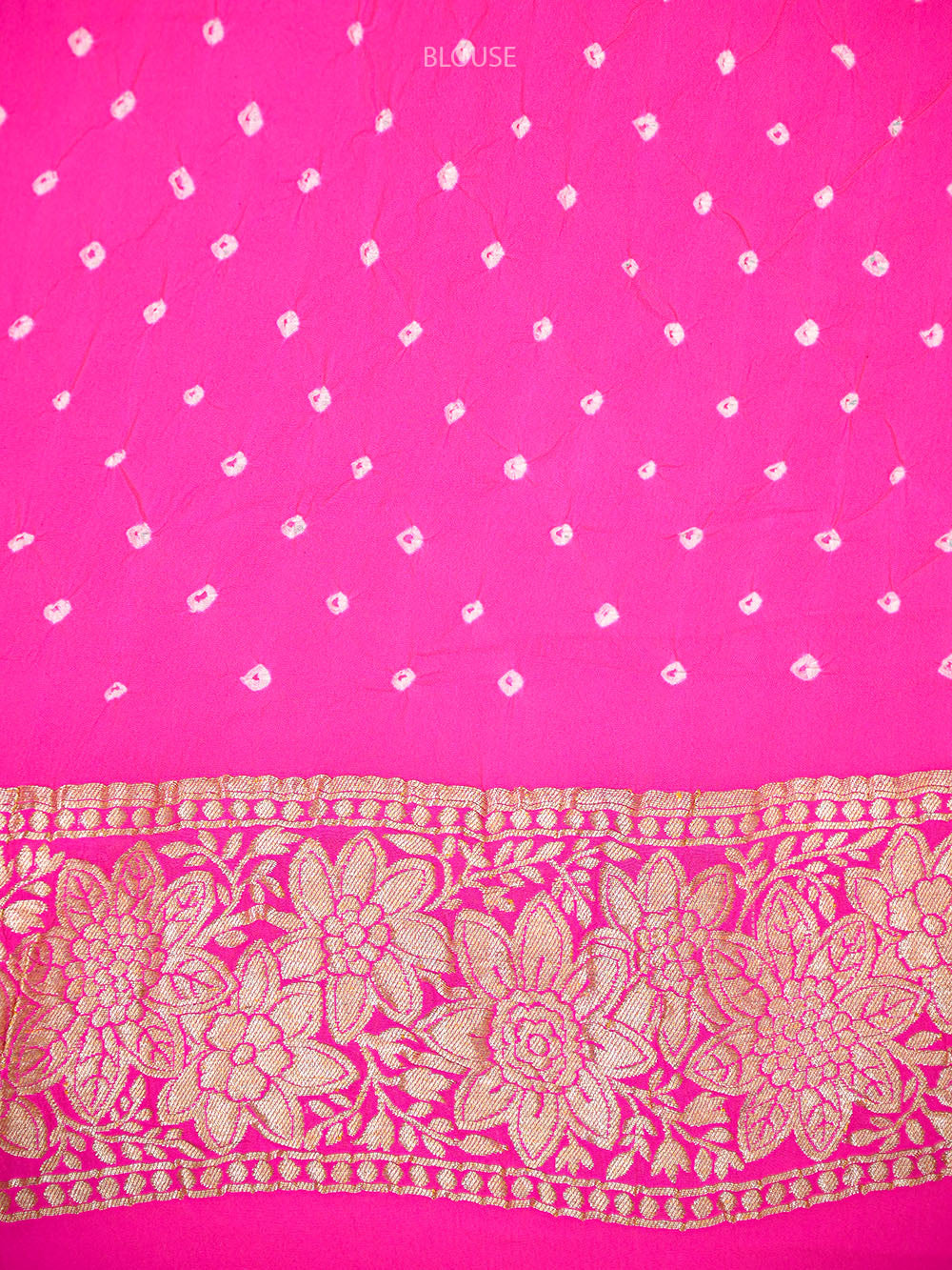 Dark Pink Meenakari Bandhani Crepe Silk Handloom Banarasi Saree - Sacred Weaves