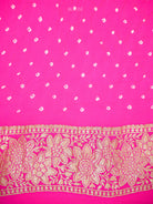 Dark Pink Meenakari Bandhani Crepe Silk Handloom Banarasi Saree - Sacred Weaves