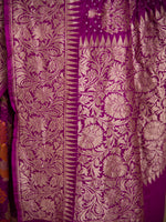 Dark Magenta Meenakari Bandhani Silk Handloom Banarasi Saree - Sacred Weaves