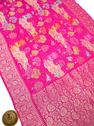 Dark Pink Meenakari Bandhani Silk Handloom Banarasi Saree - Sacred Weaves