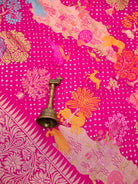 Dark Pink Meenakari Bandhani Silk Handloom Banarasi Saree - Sacred Weaves