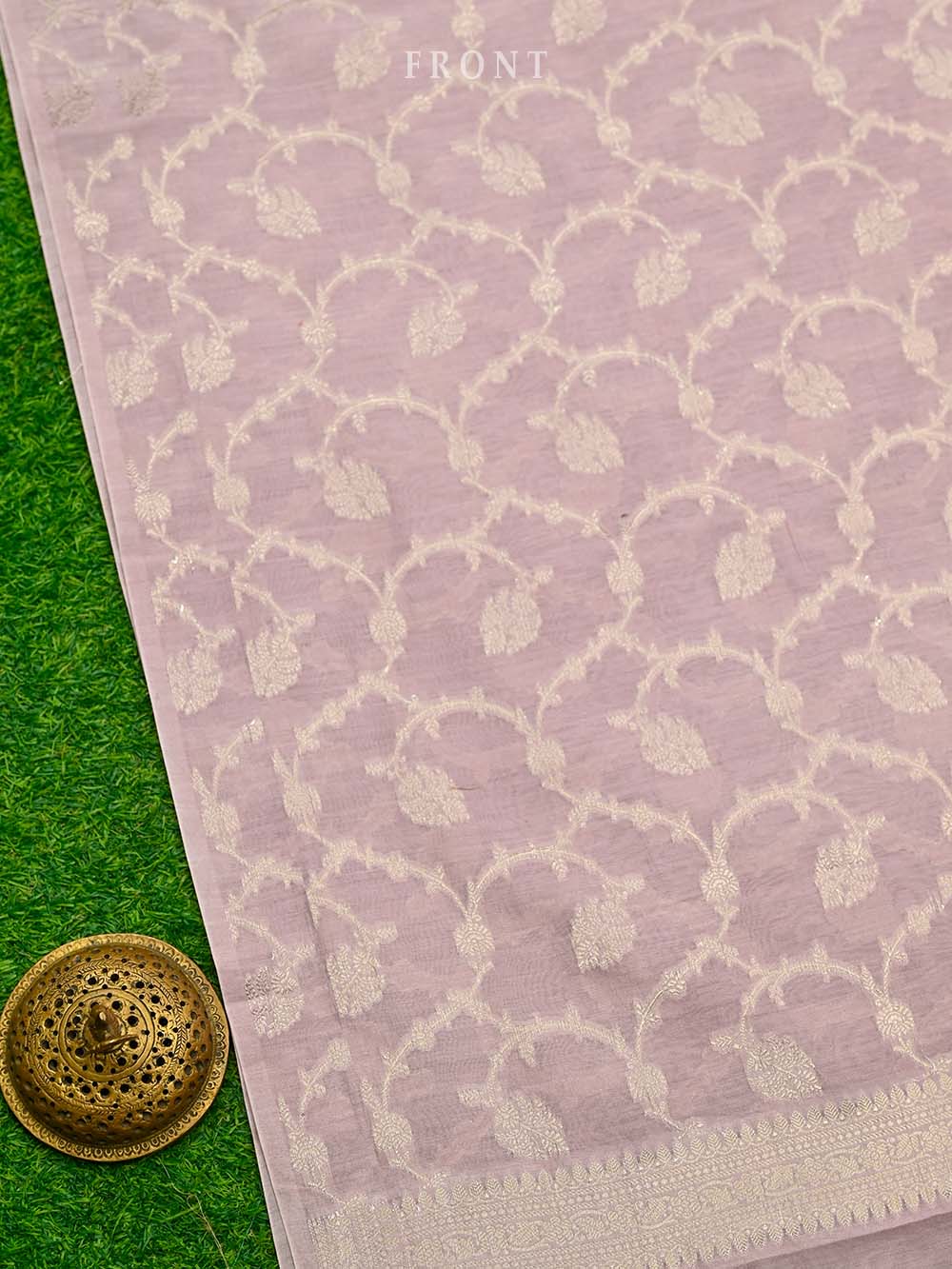 Pastel Purple Jaal Cotton Silk Handloom Banarasi Suit - Gift Box - Sacred Weaves