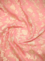 Pastel Pink Jaal Khaddi Georgette Handloom Banarasi Saree - Sacred Weaves