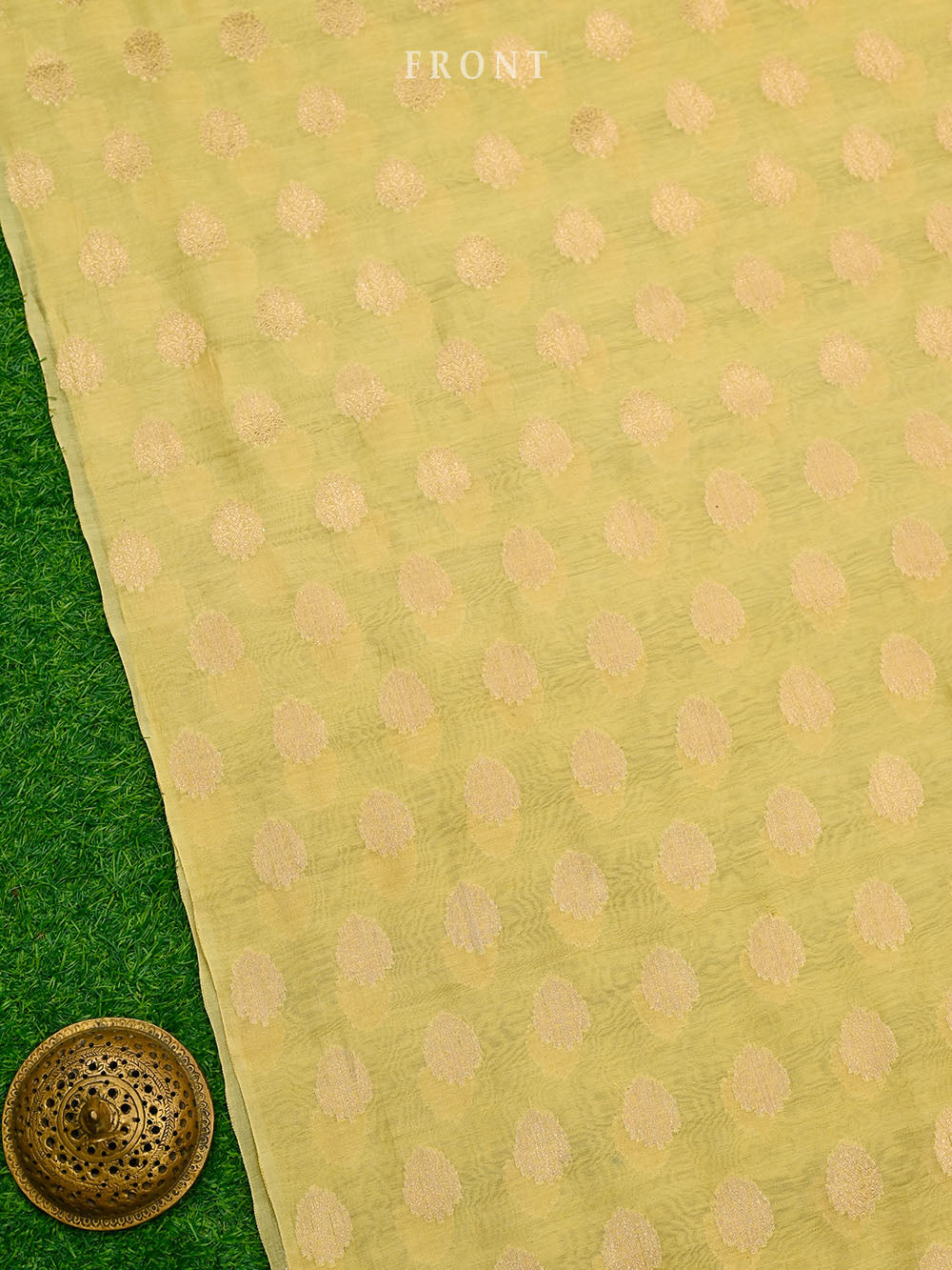 Yellow Booti Cotton Silk Handloom Banarasi Suit - Gift Box - Sacred Weaves