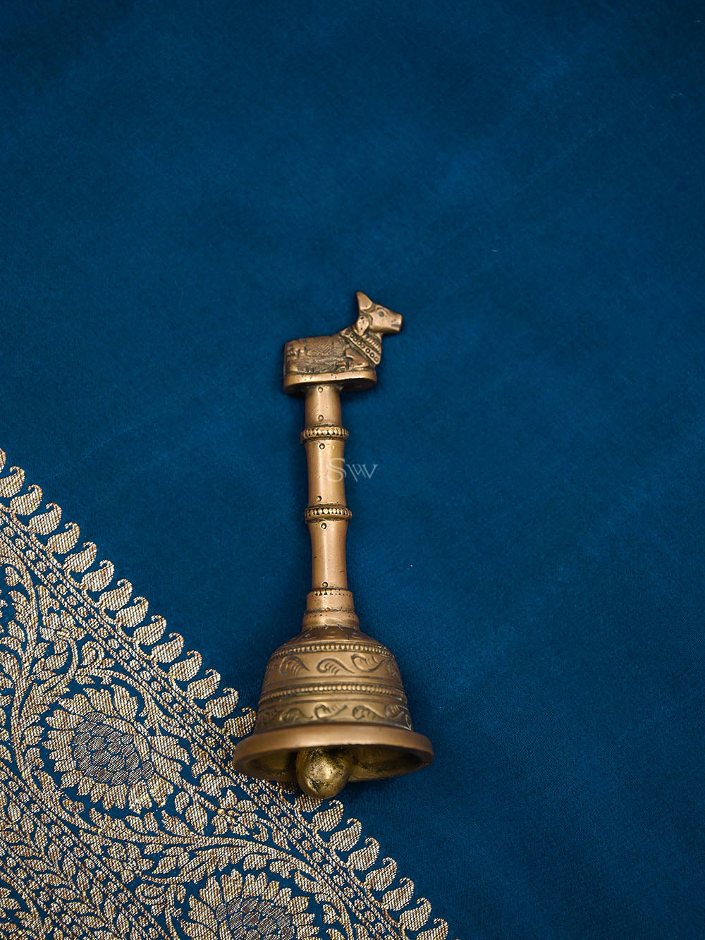 Midnight Blue Plain Crepe Silk Handloom Banarasi Saree - Sacred Weaves